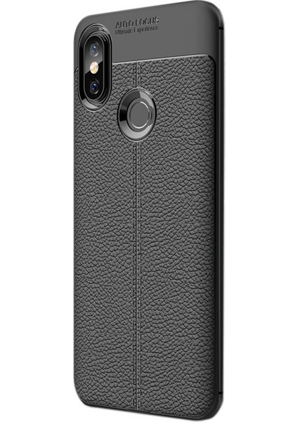 Xiaomi Mi A2 Lite Kılıf Niss Silikon Deri Görünümlü + Nano Ekran Koruyucu + Kalem + Kalem Siyah