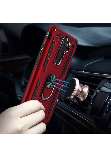 Xiaomi Redmi Note 8 Pro Kılıf Çift Katman Zırh Koruma Yüzüklü Vega Siyah fiyatları
