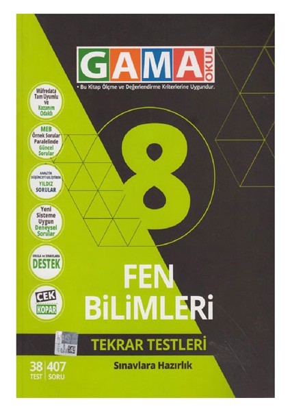 Gama Yayınları 8. Sınıf Fen Bilimleri Tekrar Testleri