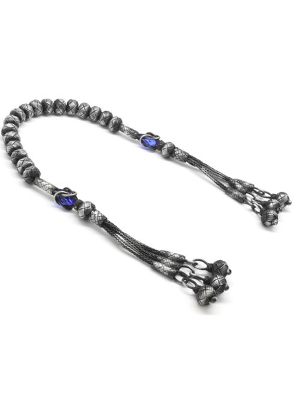 El İşçiliği Küre Kesim Eskitme Renk 1000 Ayar Gümüş Zaza-Kazaz Tesbih