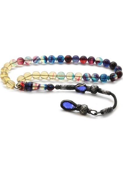 1000 Ayar Gümüş Kazaz Püsküllü Küre Kesim Süzme Bonibon Ateş Kehribar Tesbih