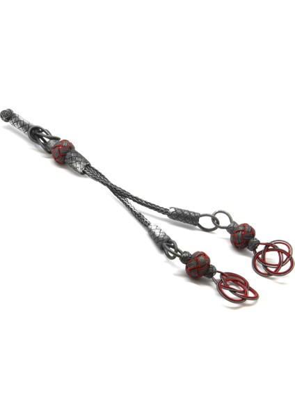 Kırmızı-Eskitme Renk 1000 Ayar Gümüş 2Li Kazaz Püskül