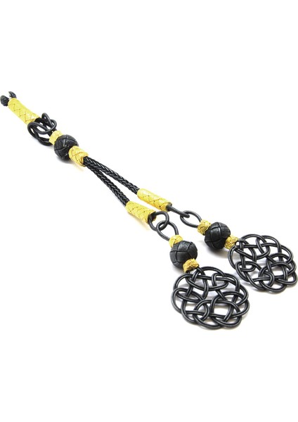 Gold-Gri Renk 1000 Ayar Gümüş 2Li Kazaz Püskül