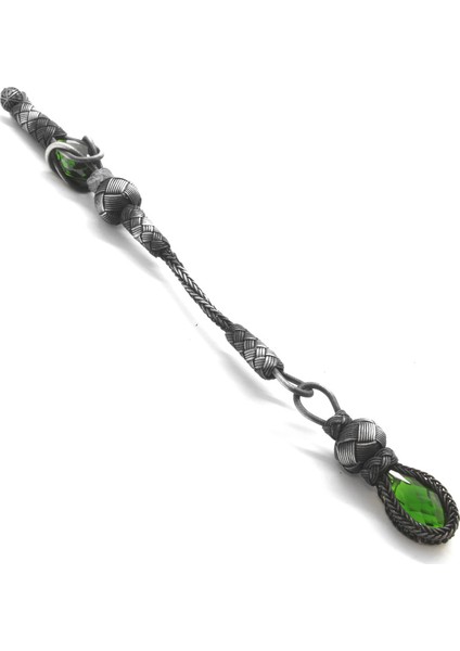 Yeşil Zirkon Taşlı 1000 Ayar Gümüş Kazaz Püskül