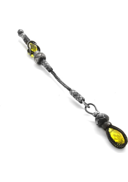 Sarı Zirkon Taşlı 1000 Ayar Gümüş Kazaz Püskül