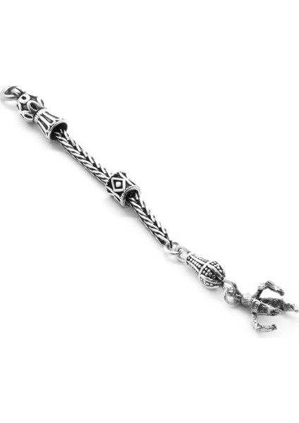 Pençe Tasarım Kalın Zincirli 925 Ayar Gümüş Püskül