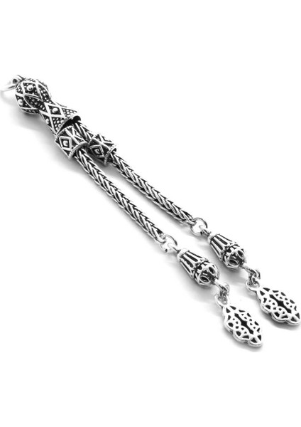 Anadolu Motifli Kalın Tilki Kuyruğu 925 Ayar Gümüş Püskül