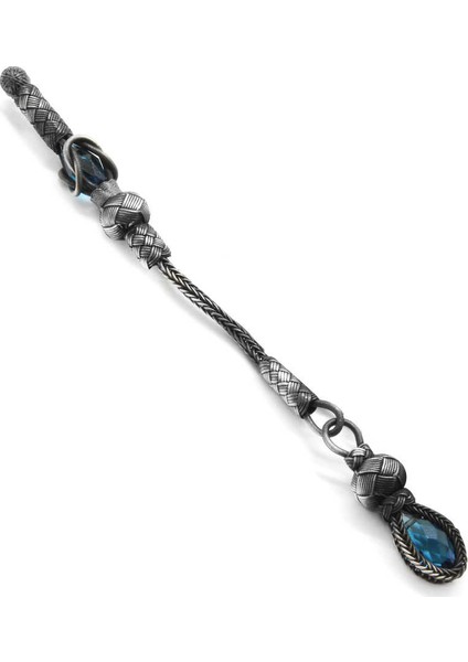 Turkuaz Zirkon Taşlı 1000 Ayar Gümüş Kazaz Püskül