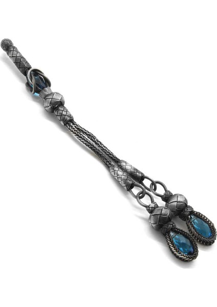 Turkuaz Zirkon Taşlı 2Li 1000 Ayar Gümüş Kazaz Püskül