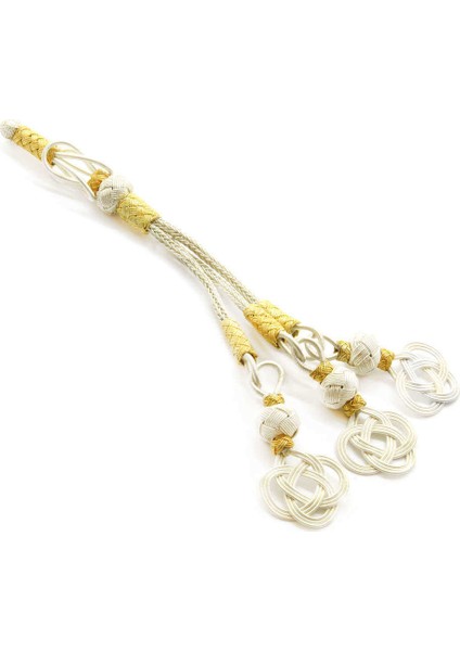 Beyaz-Sarı Renk 3Lü 1000 Ayar Gümüş Kazaz Püskül