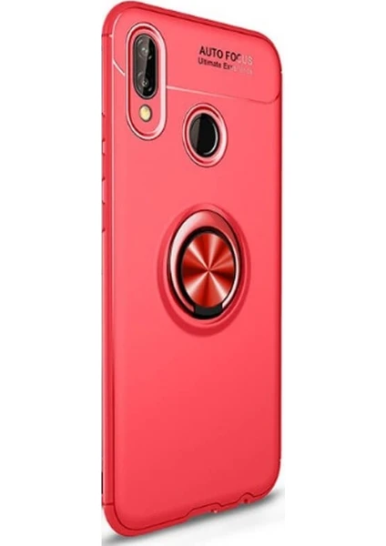 Case Street Huawei Honor 10 Lite Kılıf Ravel Yüzüklü Mıknatıslı Silikon Kırmızı