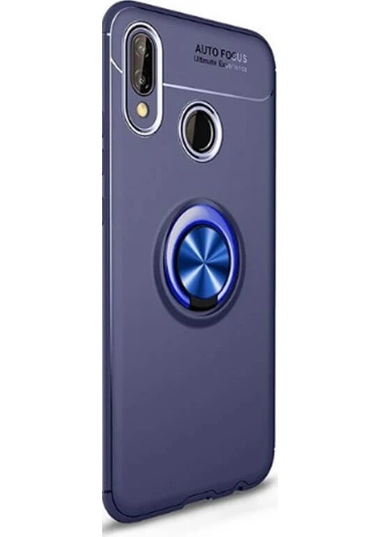 Case Street Huawei Honor 10 Lite Kılıf Ravel Yüzüklü Mıknatıslı Silikon Lacivert