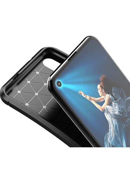 Huawei Honor 20 Kılıf Negro Karbon Dizayn Silikon Siyah