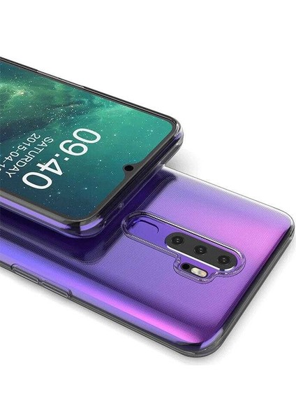 Oppo A9 2020 Kılıf Süper Silikon Yumuşak Arka Koruma + Nano Ekran Koruyucu Şeffaf