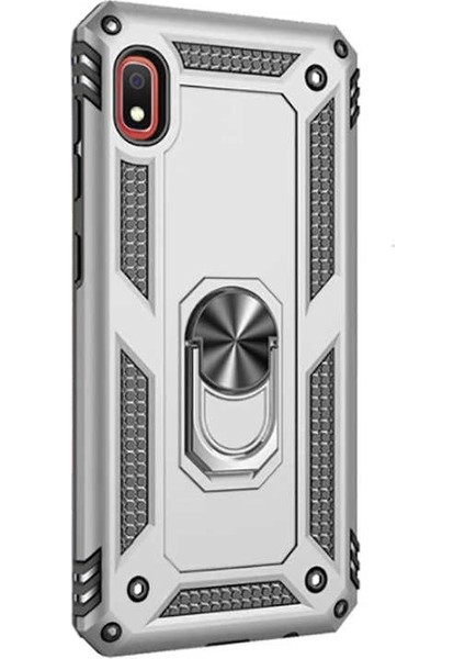 Xiaomi Redmi 7a Kılıf Vega Standlı Yüzüklü Mıknatıslı Gümüş