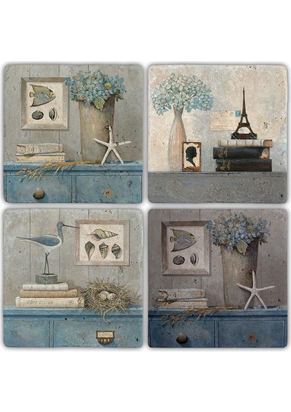 Decor Doğaltaş Bardak Altlığı 4'lü Set 10 x 10 cm
