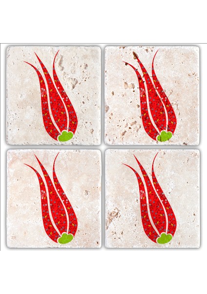 Decor Doğaltaş Bardak Altlığı 4'lü Set 10 x 10 cm
