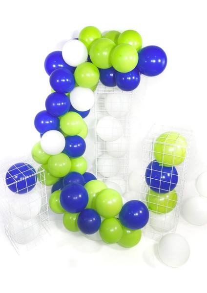 Beyaz Yeşil Lacivert Balon Zinciri 5 Metre