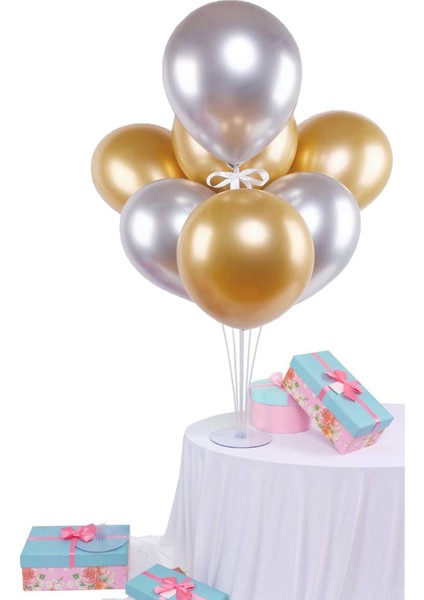 7 'li Balon Demeti Krom Gold Gümüş Balon