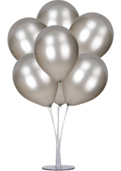 7 'li Balon Stand Demeti Gümüş Balon