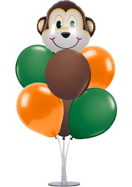 7 'li Balon Stand Demeti Maymun Safari Temalı Balon