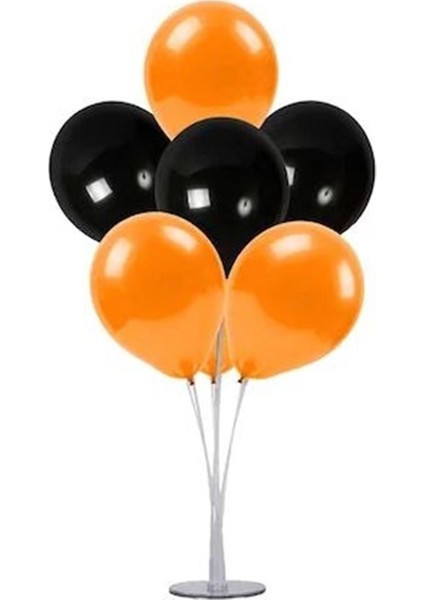 7 'li Balon Demeti Siyah Turuncu Balon
