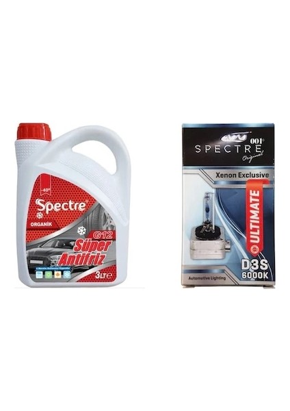 G12 Kırmızı Antifriz 3 L + Spectre D3S 6000K Xenon Ampul