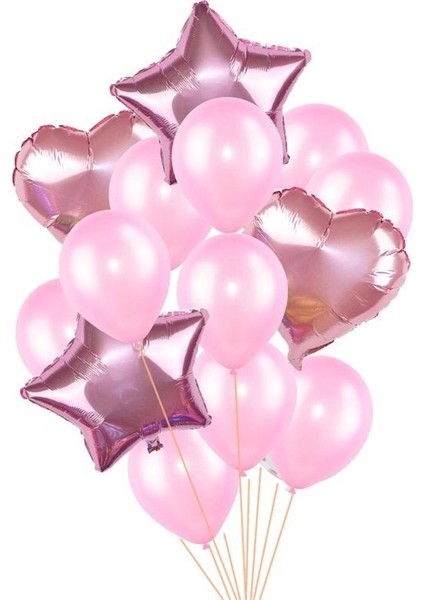 Pembe Lateks ve Folyo Balon Seti
