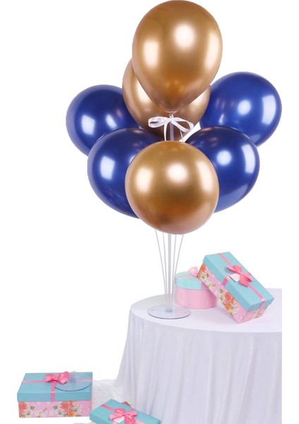 7 'li Balon Demeti Gold Lacivert Balon