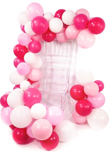 Fuşya Pembe Beyaz Balon Zinciri 5 Metre