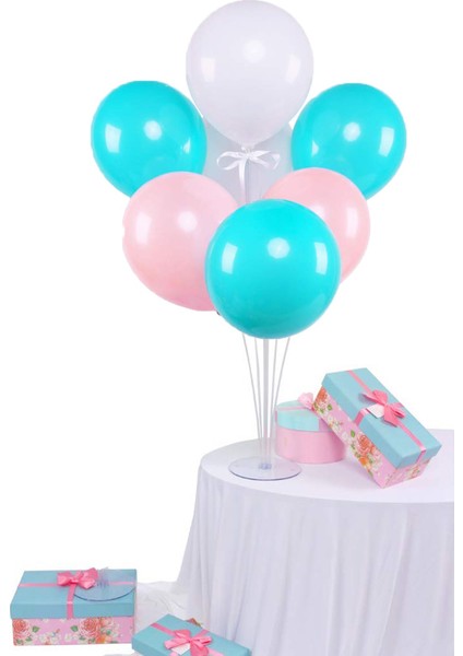 7 'li Balon Demeti Pembe Beyaz Mint Yeşili Balon