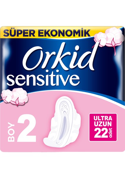 Sensitive Uzun 22 Adet Süper Ekonomik Paket Hijyenik Ped