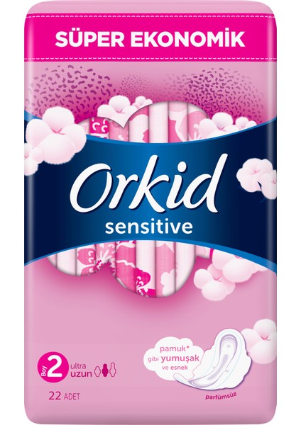 Sensitive Uzun 22 Adet Süper Ekonomik Paket Hijyenik Ped