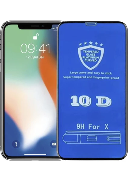 Panther Apple iPhone X Tam Kaplayan 10D Ekran Koruyucu + Silikon Kılıf