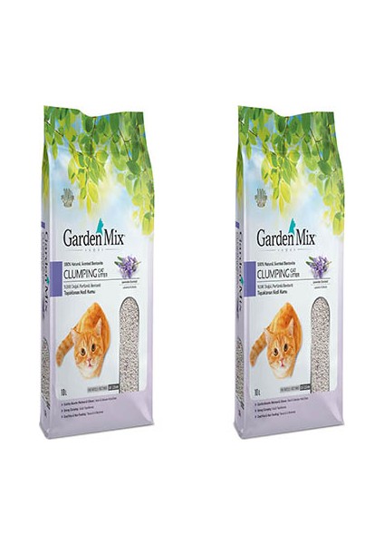 Gardenmix Bentonit Lavanta Ince Kedi Kumu 10 l 2'li Paket