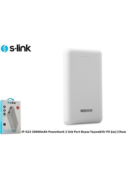 IP-G23 20000mAh 2 Port Powerbank  Beyaz