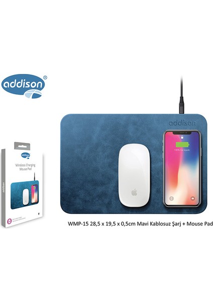 WMP-15 Kablosuz Şarjlı Mouse Pad Mavi fırsatları