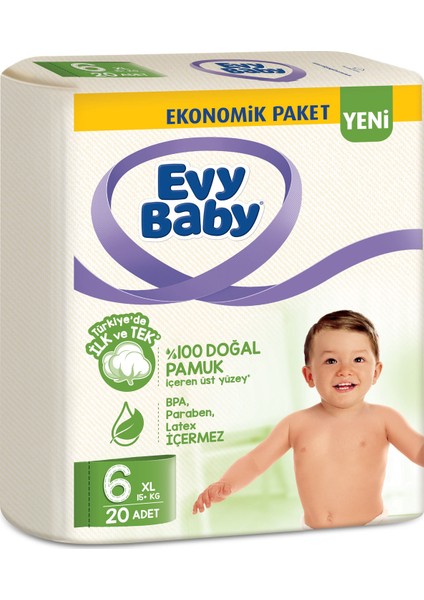 Evy Baby Bebek Bezi 6 Beden XL 20 Adet (Yeni)