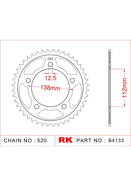 Honda CBR 500 R RK Çelik Arka Dişli B4133-41 (2013-2019)