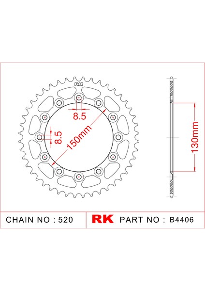Yamaha WR 250 R RK Çelik Arka Dişli B4406-42 (2008-2015)