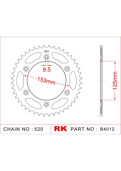 Honda CRF 250 R RK Çelik Arka Dişli B4012-51 (2004-2010)