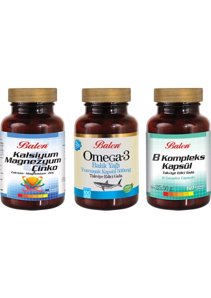 3'lü Zihin Set B Vit Kompleks ve Cal -Mag - Çinko + Omega 3