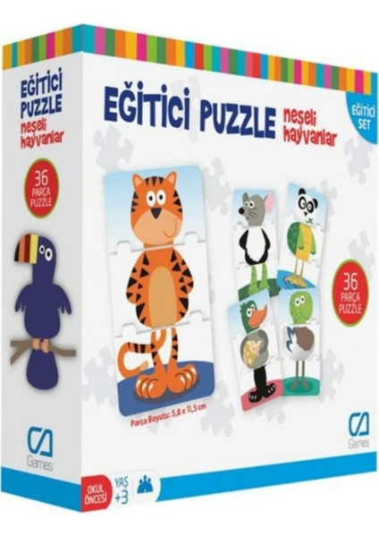 Ca Games 5028 Eğitici Puzzle Neşeli Hayvanlar (Yap-Boz) 36 Parça