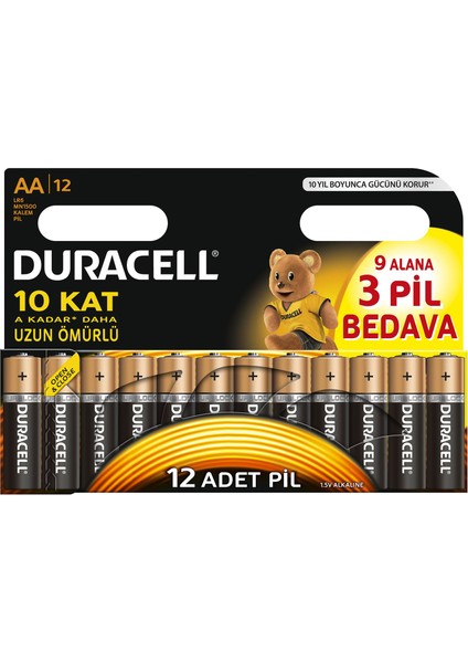 Alkalin AA Kalem Pil (12 + 12) 24'lü Paket