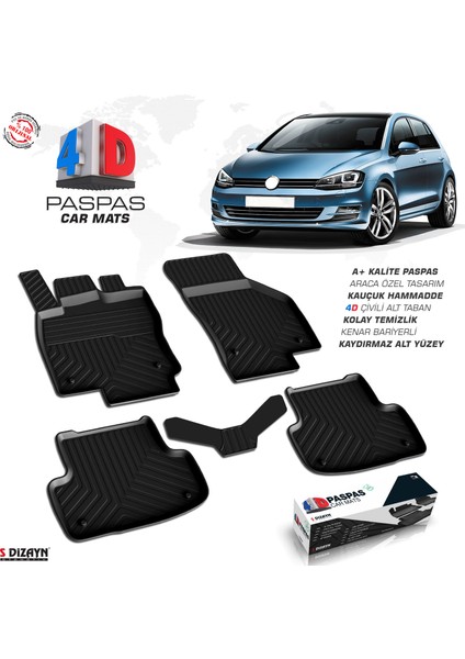 VW Golf 7 4D Havuzlu Paspas 2013-2020 A+Kalite
