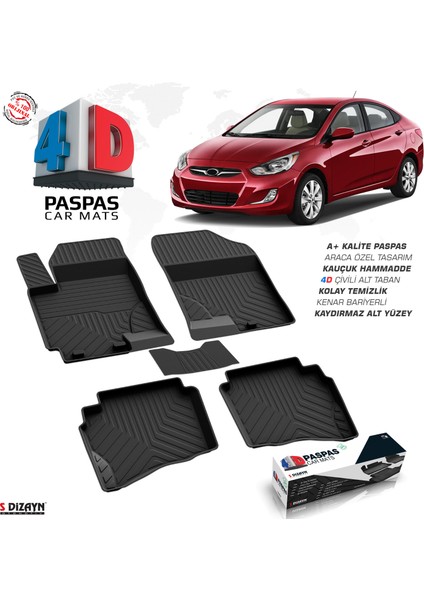Hyundai Accent Blue 4D Havuzlu Paspas 2010-2017 A+Kalite