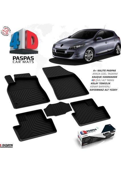 Renault Megane 3 4D Havuzlu Paspas 2010-2016 A+Kalite