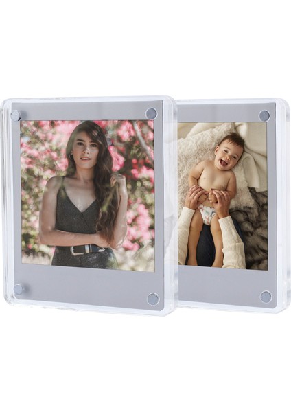 Instax Square Kare Film Uyumlu Mıknatıslı Pleksi Resim Çerçevesi 2'li