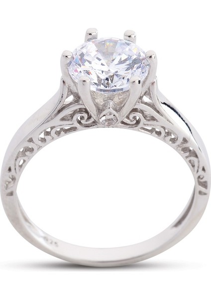 Altı Tırnak Barok Beyaz Yüzük - Gms168