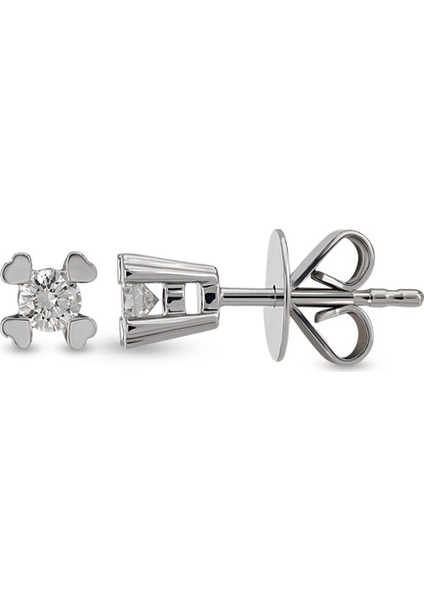 0.16 Ct Tektaş Kalp Tırnak Küpe